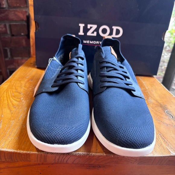 IZOD mens Bannister memory foam lace up sneaker shoes navy 12 - Picture 2 of 8